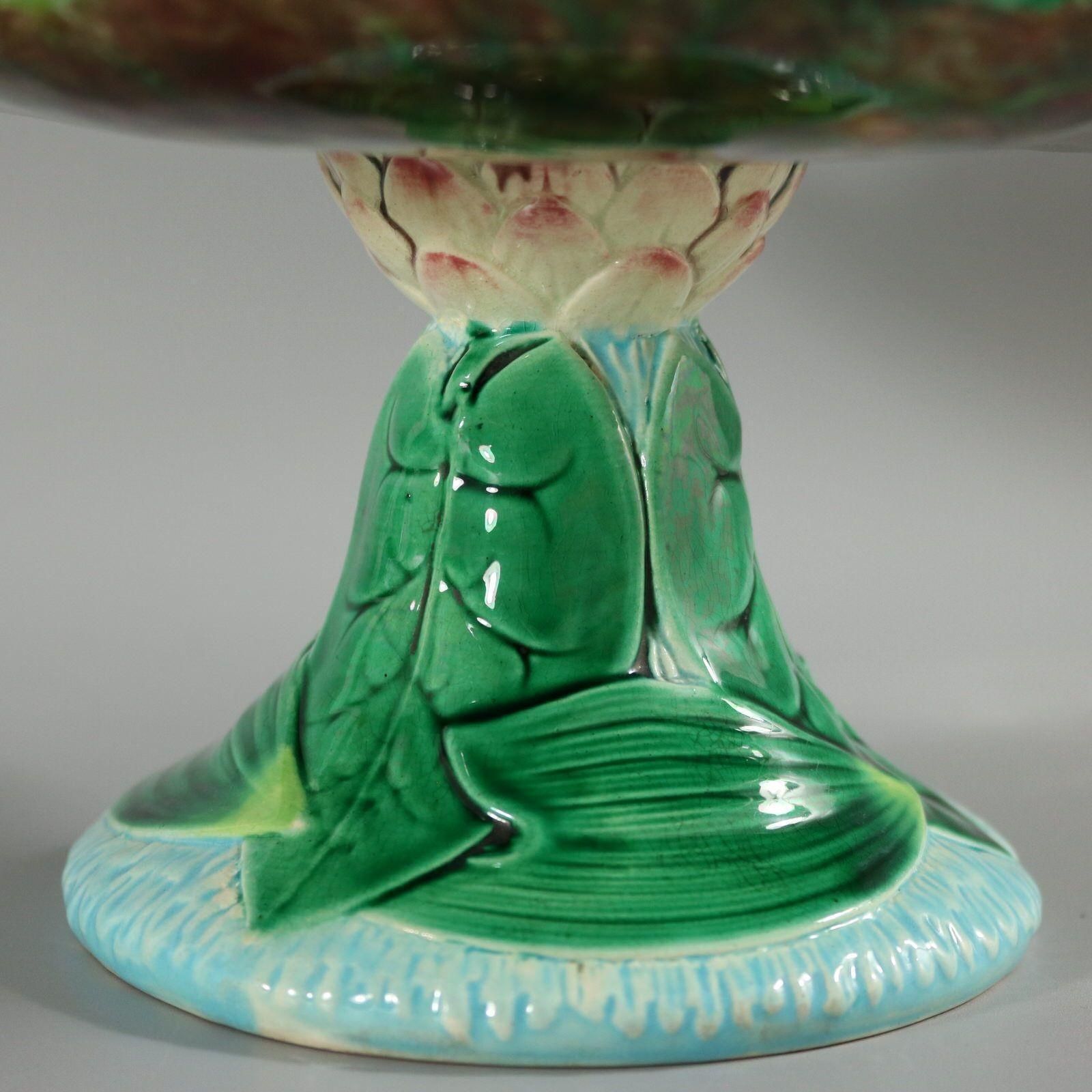 George Jones Majolica Lily Compote photo 799.0