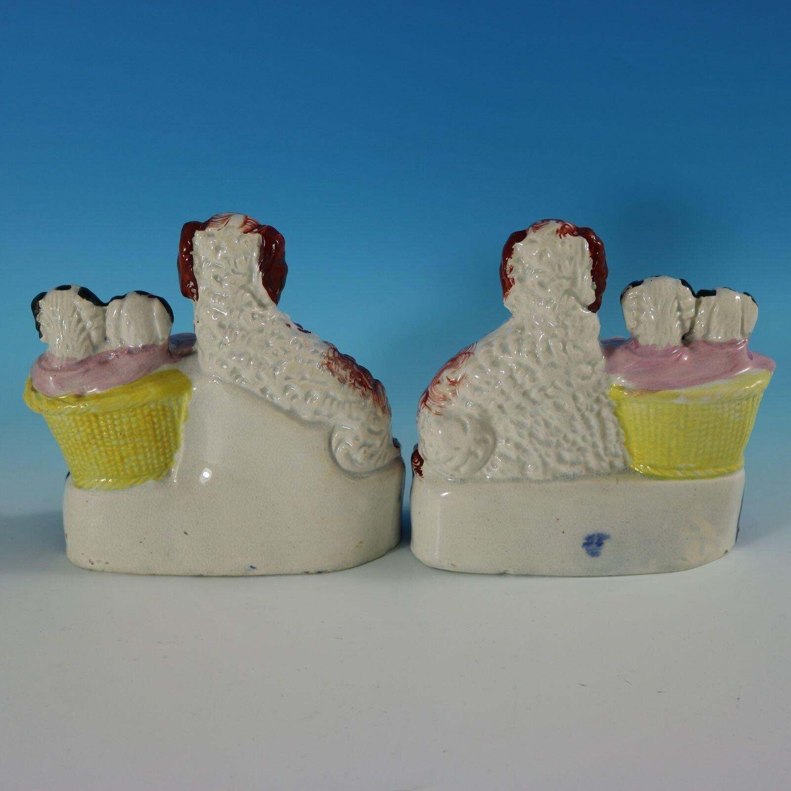 Pair Staffordshire Spaniel And Pups In Wash Baskets photo 1705.0