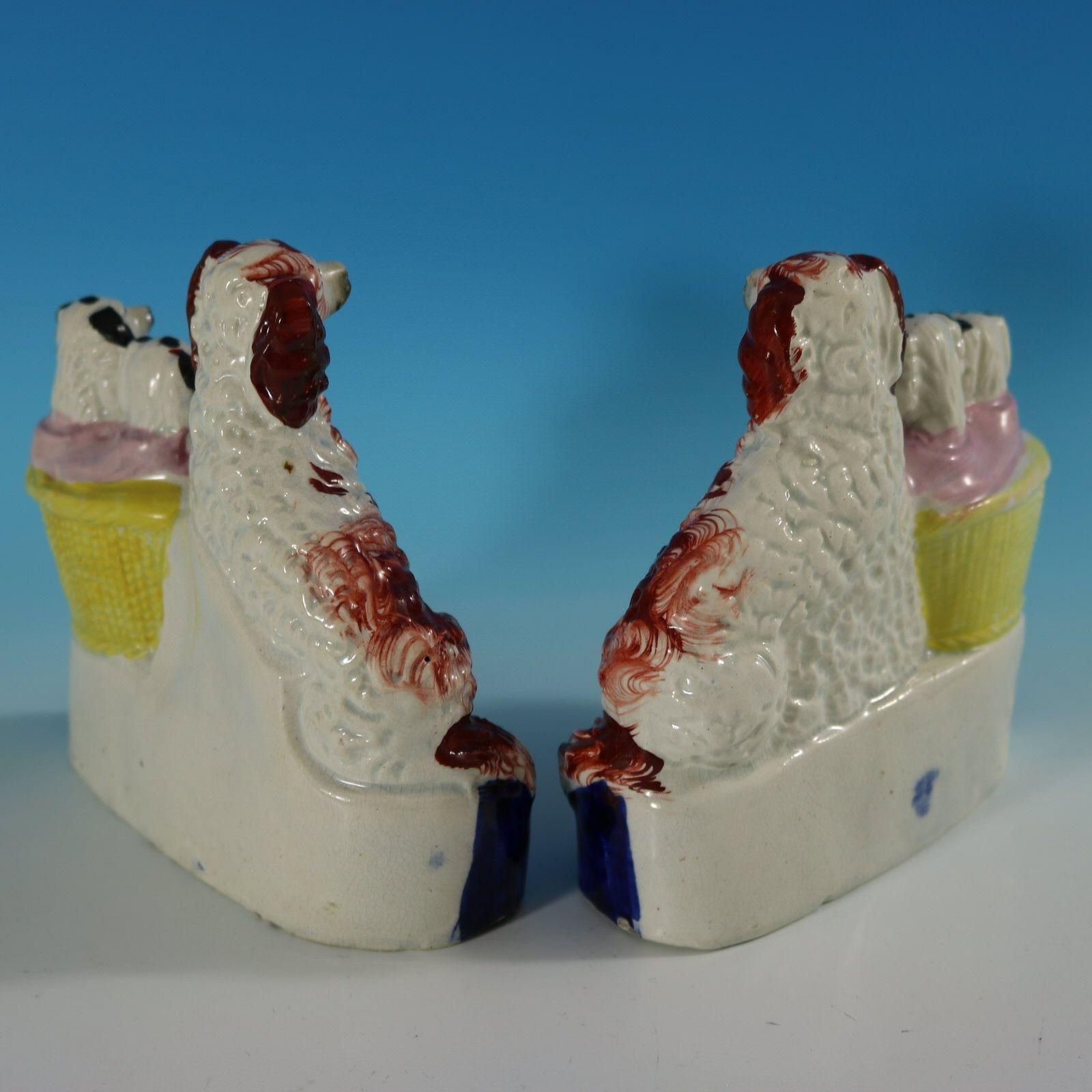 Pair Staffordshire Spaniel And Pups In Wash Baskets photo vinterior