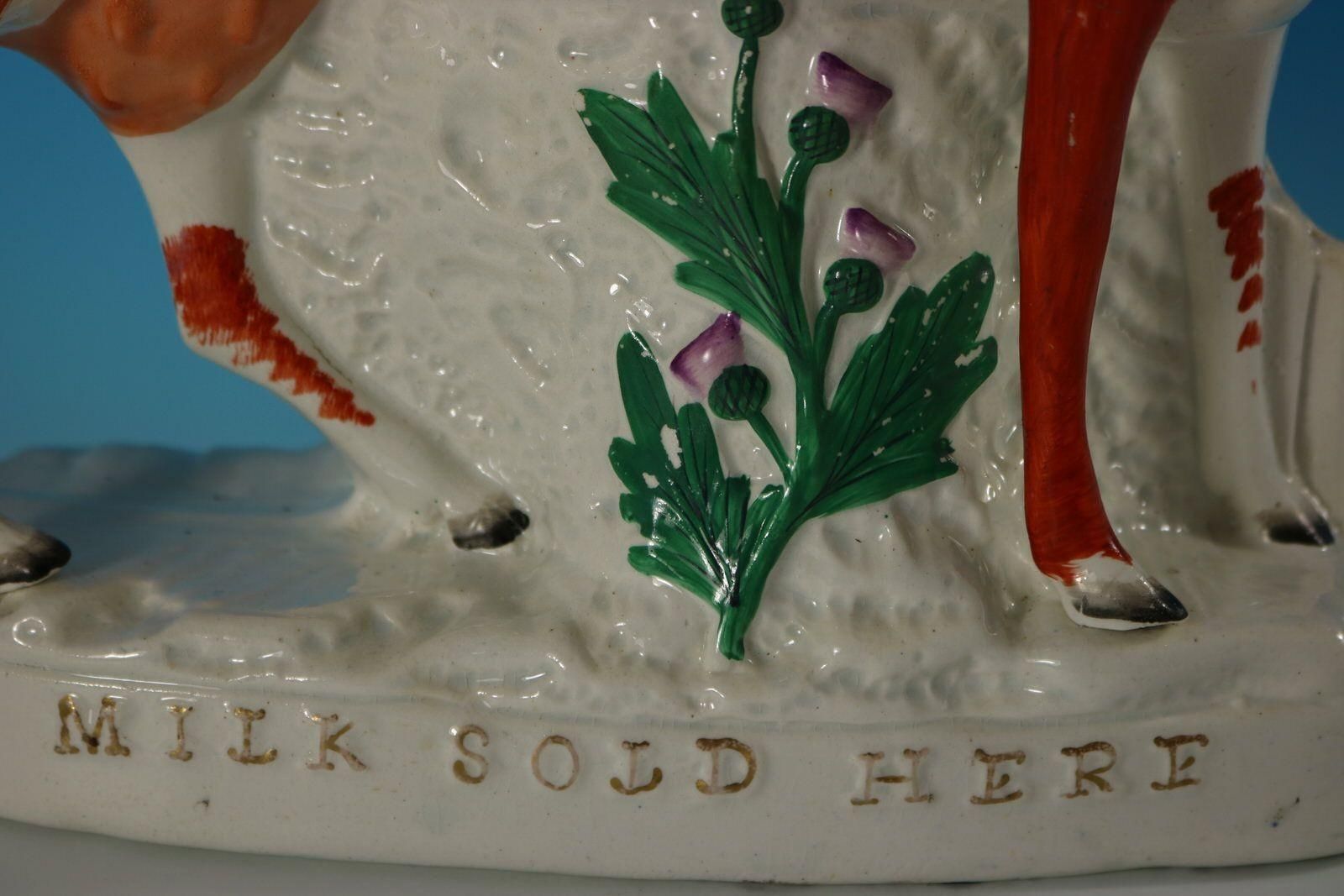 photo for sale Staffordshire Pottery 'Milk Sold Here' Cow Spill Vase
