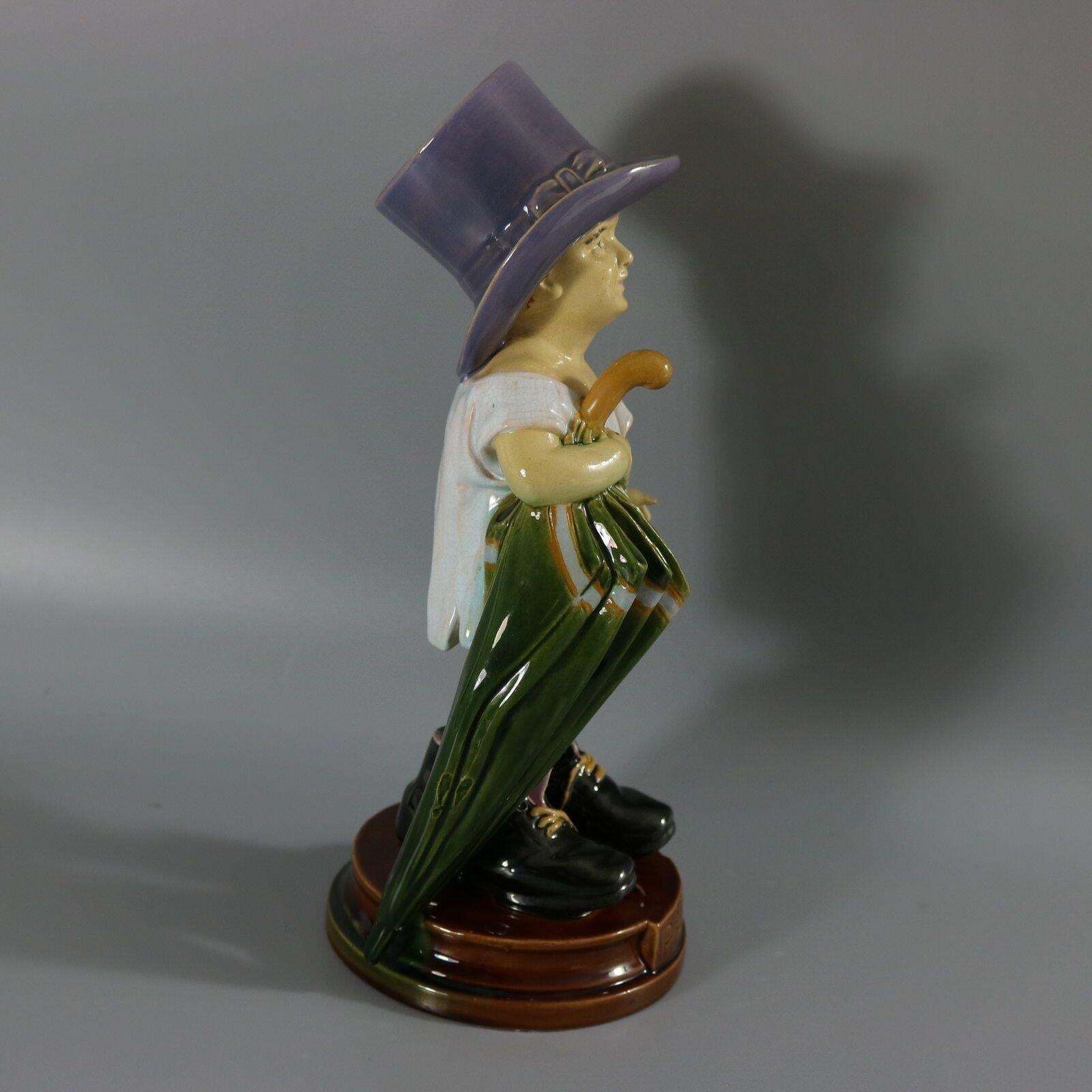 Brownfield Majolica Figure Of A Child, Titled Papa photo vintage