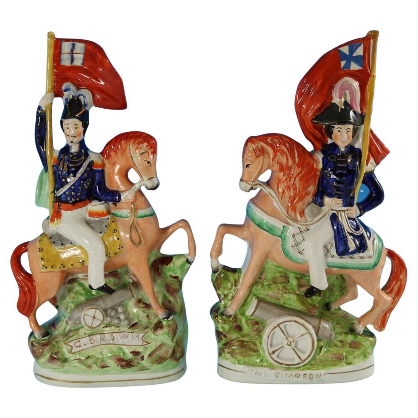 Pair Staffordshire 'Simpson & Brown' Generals On Horseback
