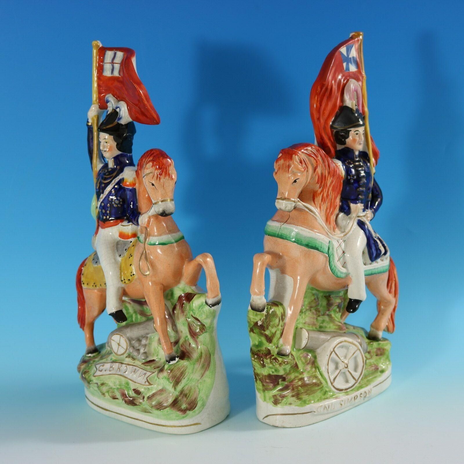 Pair Staffordshire 'Simpson & Brown' Generals On Horseback photo furniture