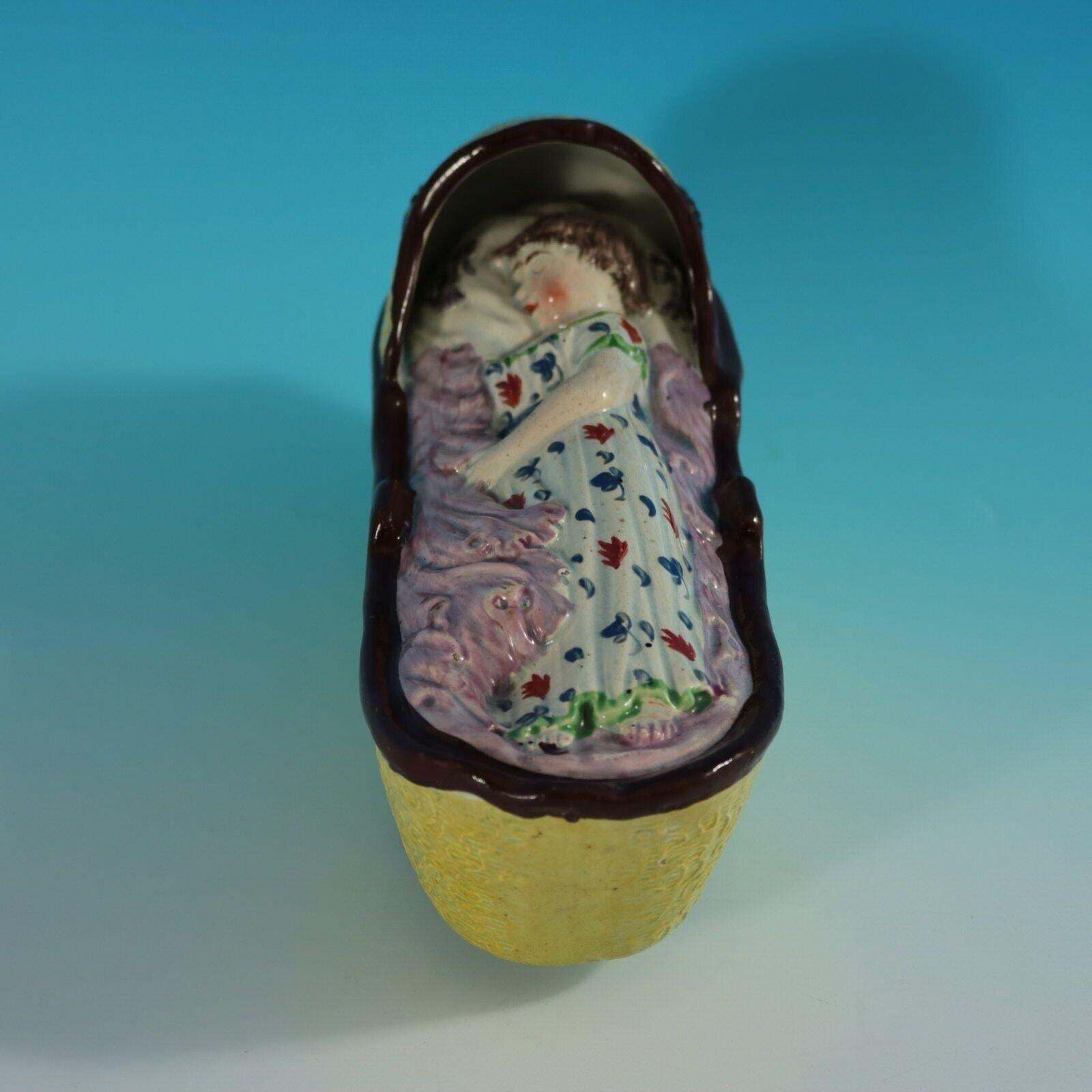 Staffordshire Pearlware Child In Rocking Cradle photo furniture