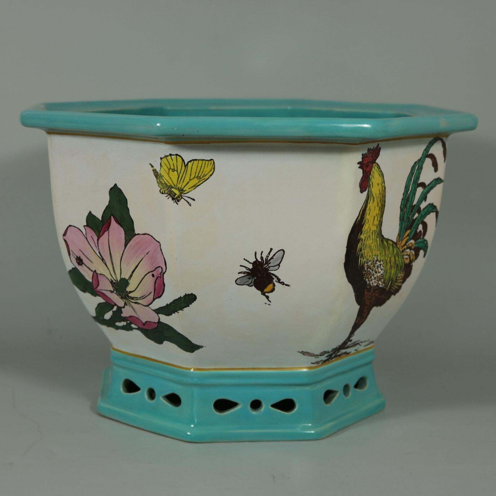 Minton Majolica 'Naturalist' Jardiniere By W.S Coleman photo vintage