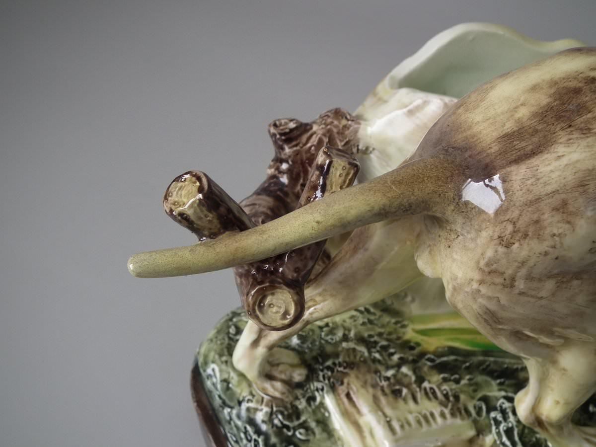 photo for sale Jerome Massier Fils Majolica Dog Spill Vase