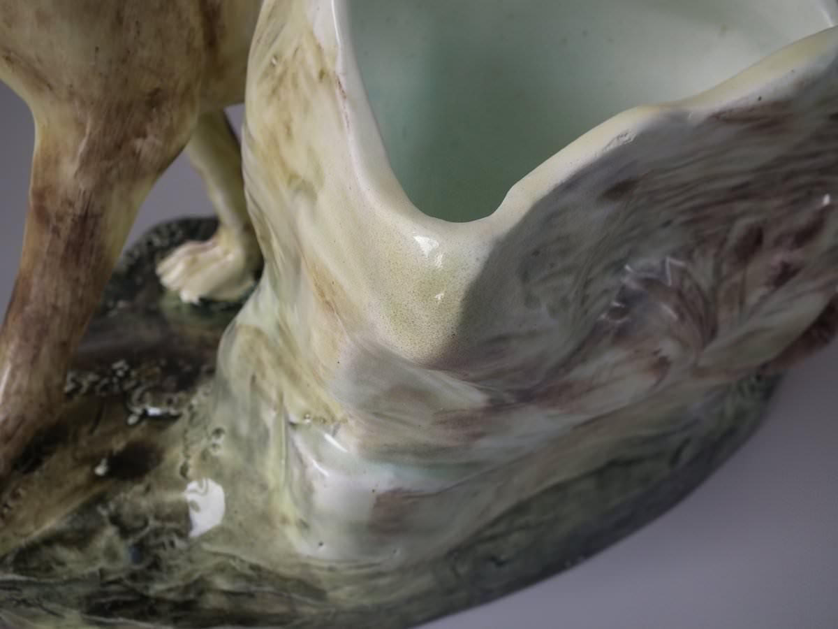 photo vinterior Jerome Massier Fils Majolica Dog Spill Vase