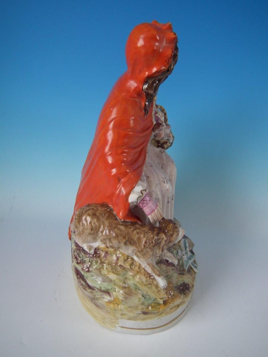 Large Staffordshire Red Riding Hood And Wolf Figure photo Art