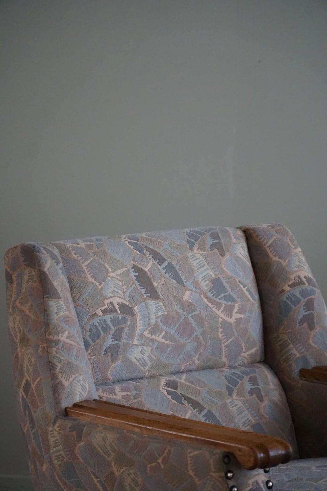 photo buy Danish Mid Century Modern, Pair Of Armchairs In Oak & Original Fabric, 1960s
