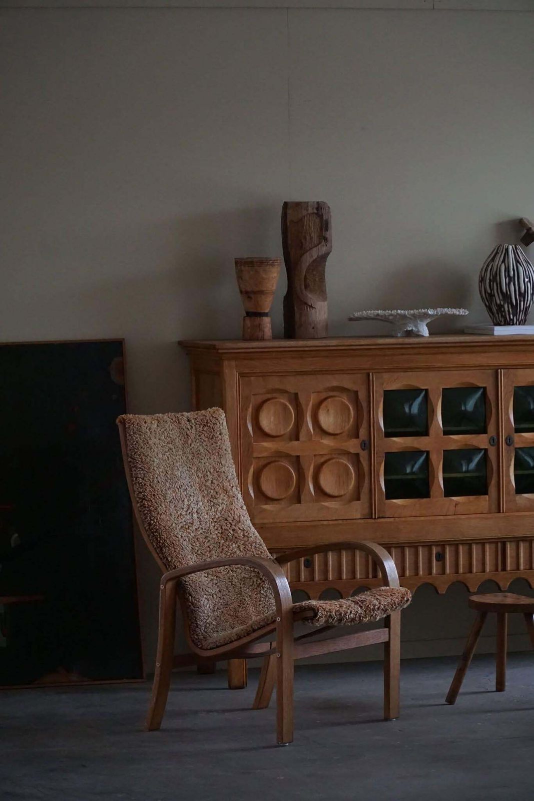 Swedish Mid Century Modern, Highback Armchair In Oak & Lambswool, 1960s photo furniture
