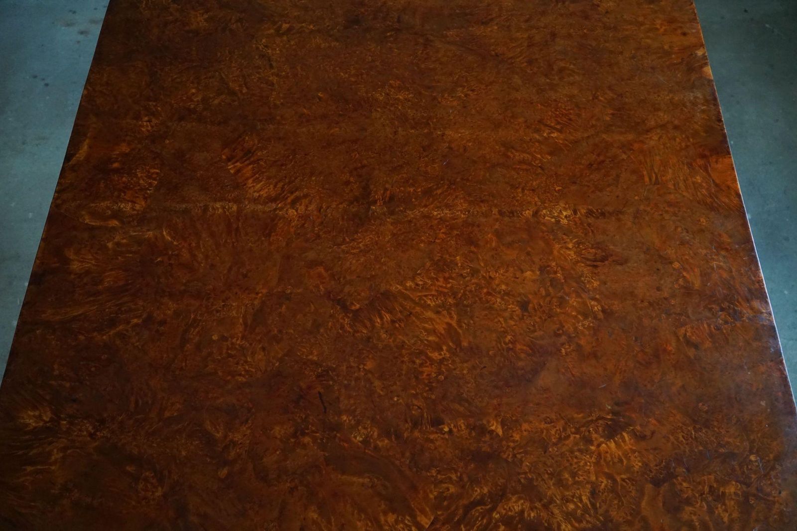 Antique Square Folding Table In Burl Wood, Handcrafted In Sweden, 19th Century photo vintage