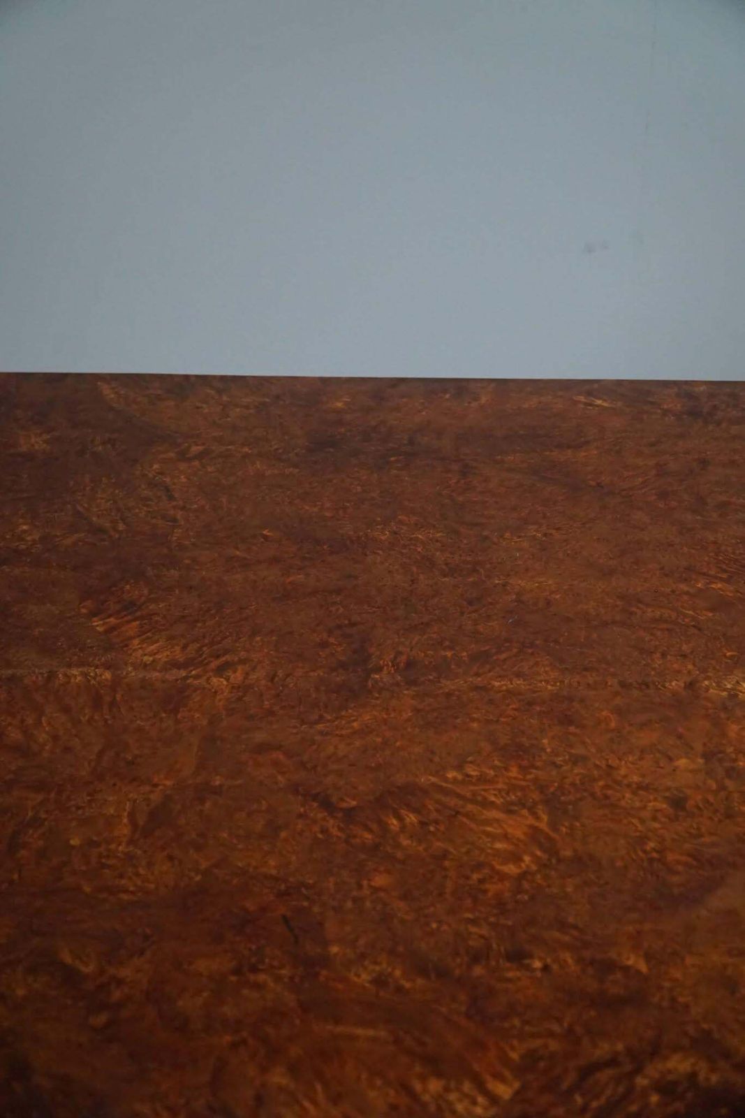 Furniture Antique Square Folding Table In Burl Wood, Handcrafted In Sweden, 19th Century photo