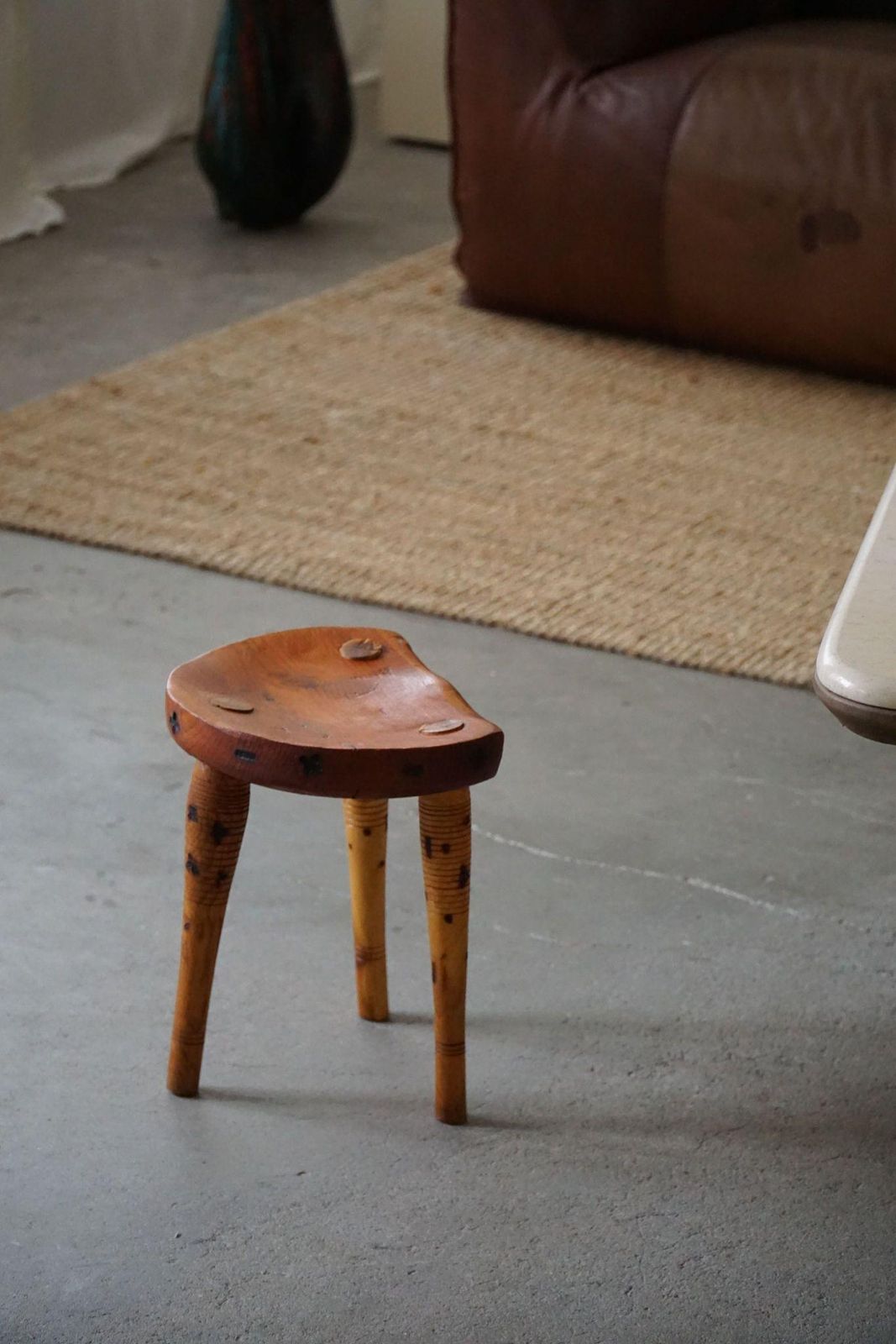 Primitive Tripod Stool In Solid Pine, Swedish Modern, Ca 1950s photo furniture