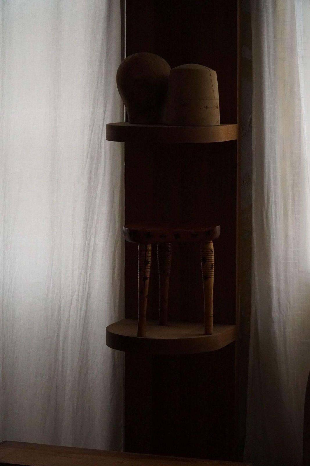 Primitive Tripod Stool In Solid Pine, Swedish Modern, Ca 1950s photo vintage