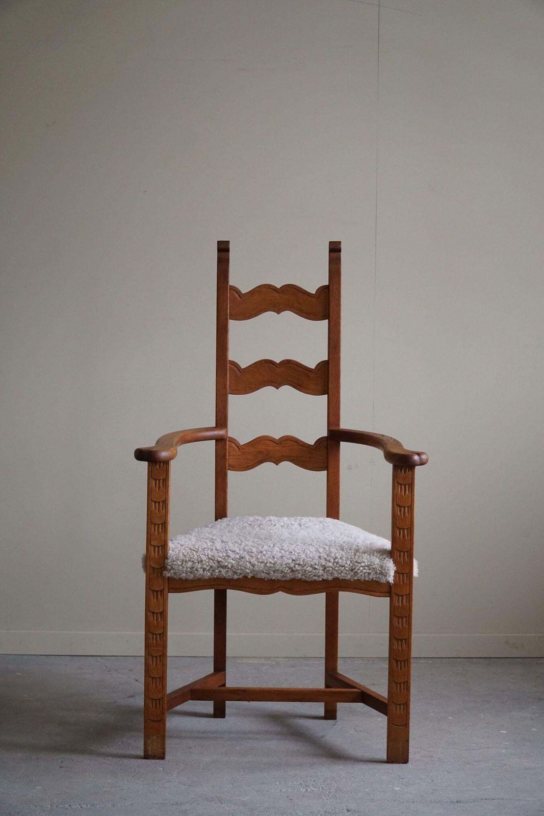 1130.0 Classic Armchair In Oak & Lambswool Seat, Danish Mid Century Modern, 1950s photo