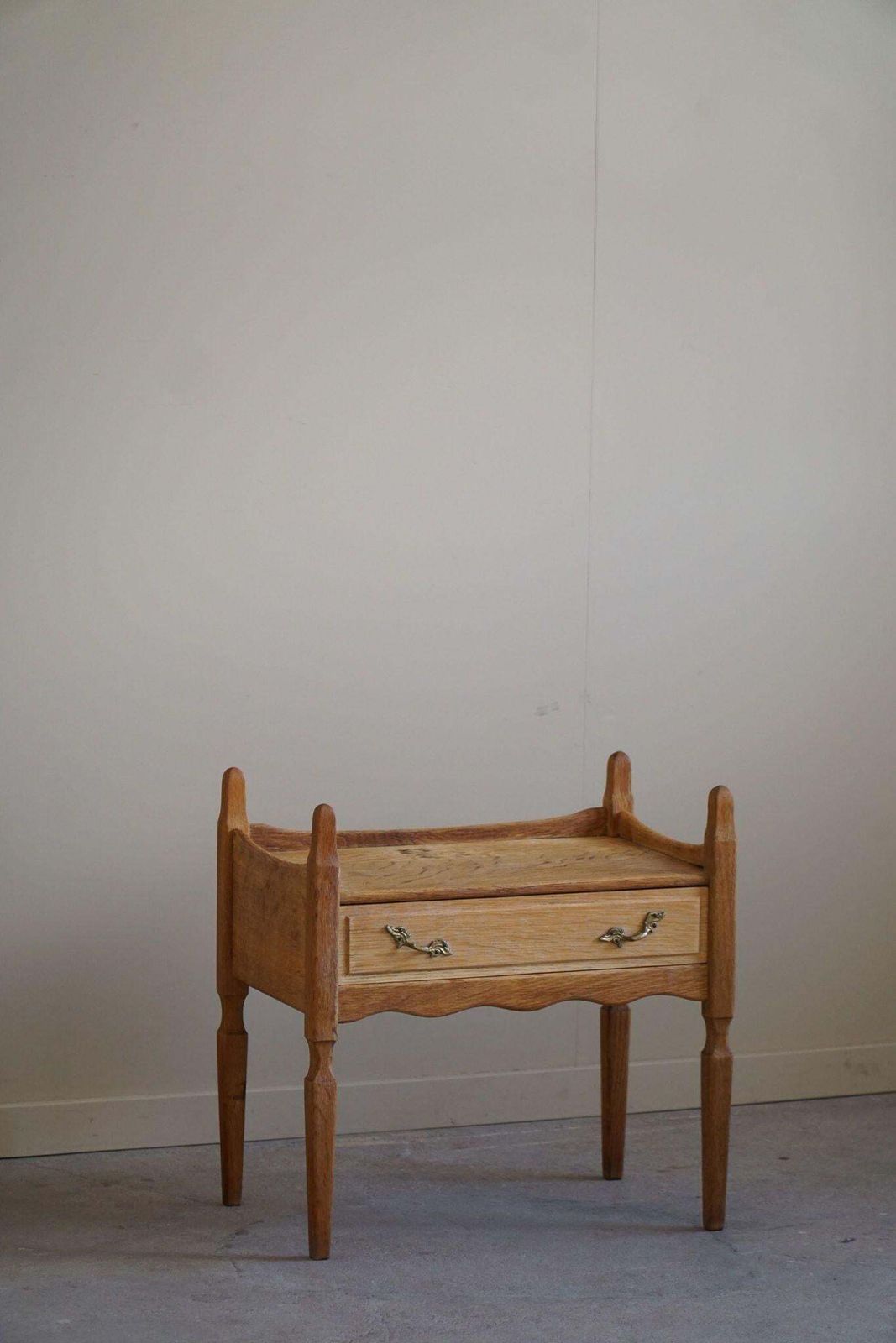 Henning Kjærnulf, Night Stand In Oak, Danish Modern, "Razorblade", 1960s photo Furniture