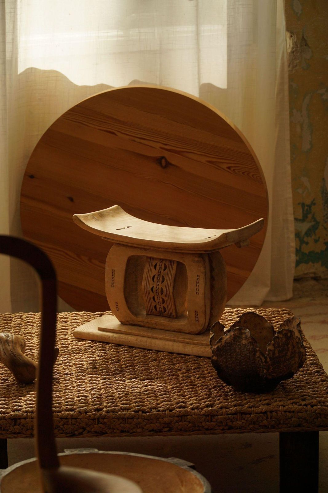Ashanti Stool, West African Hand Carved Hardwood Stool, Wabi Sabi, 20th Century photo Furniture