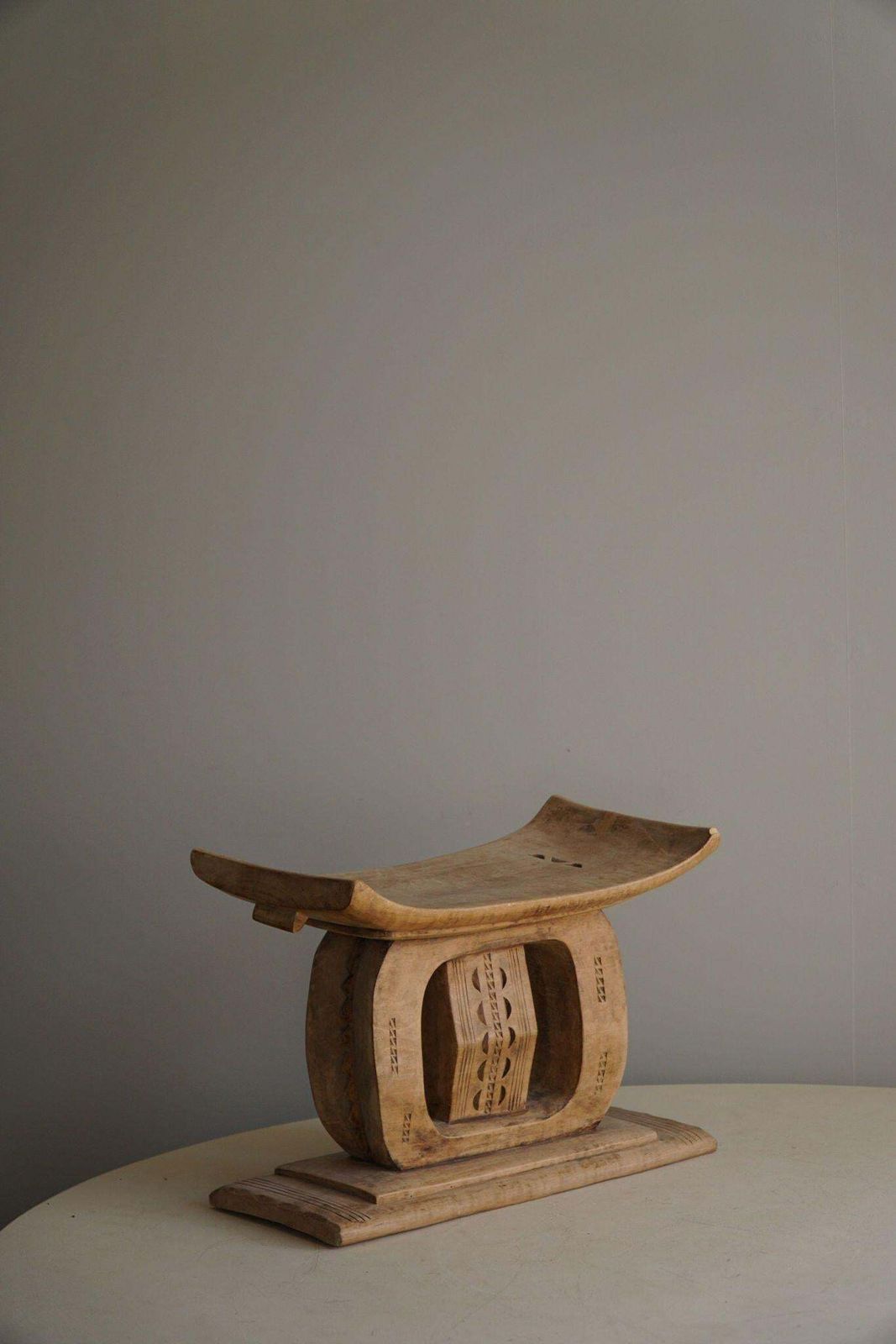 Furniture Ashanti Stool, West African Hand Carved Hardwood Stool, Wabi Sabi, 20th Century photo