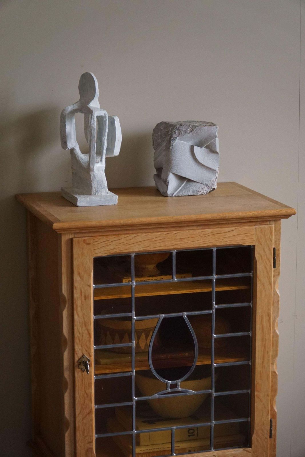 Mid Century, Small Oak Cabinet With Glass Front, Danish Cabinetmaker, 1960s photo 953.0