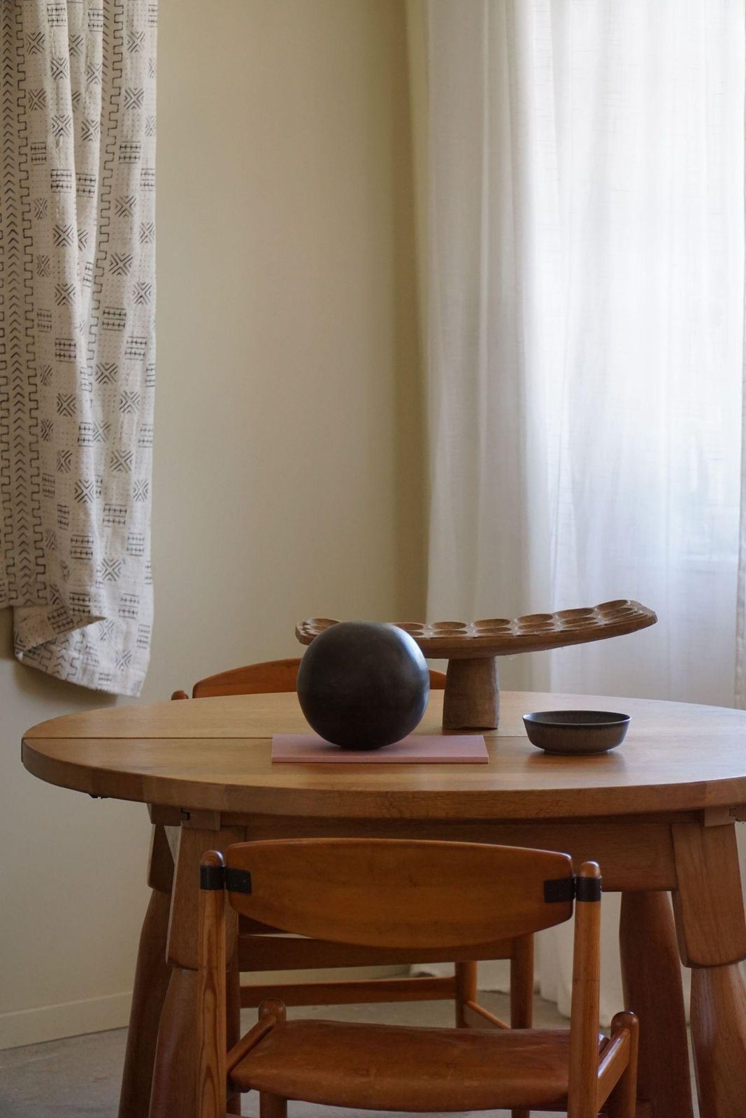 Round Brutalist Dining Table In Oak, Mid Century Modern, Made In France, 1960s photo buy
