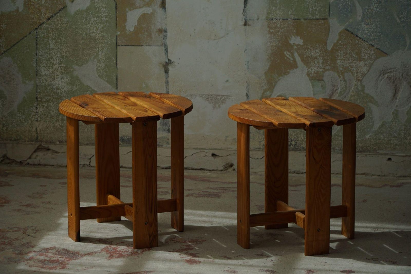 photo buy Pair Of Stools In Pine, By A Swedish Cabinetmaker, Mid Century Modern, 1960s