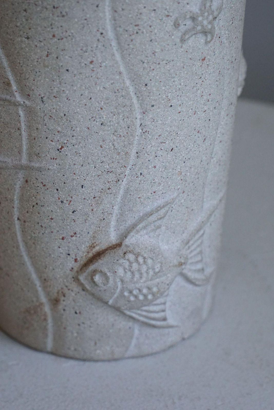 445.0 French Modern, A Vintage Table Lamp In Stone With Fish Motifs, 1970s photo