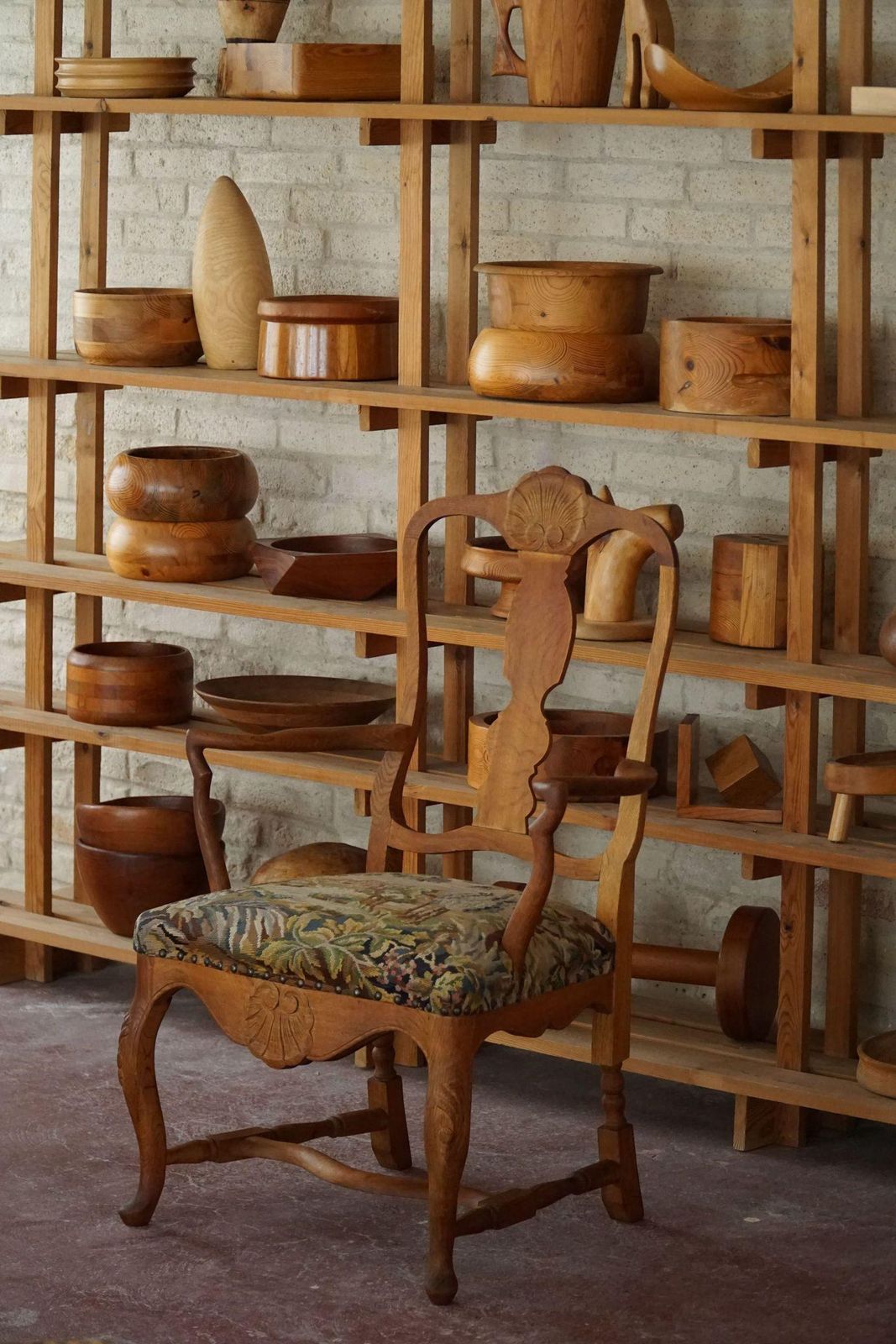 Classic Baroque Style Armchair In Oak, Made By A Danish Cabinetmaker, 1930s photo vinterior