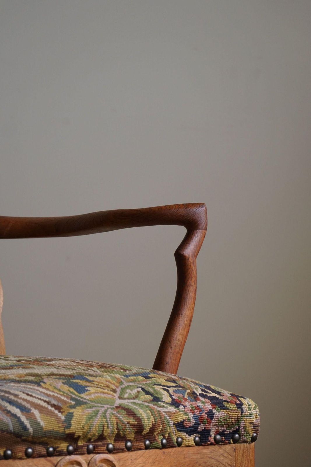 photo vinterior Classic Baroque Style Armchair In Oak, Made By A Danish Cabinetmaker, 1930s
