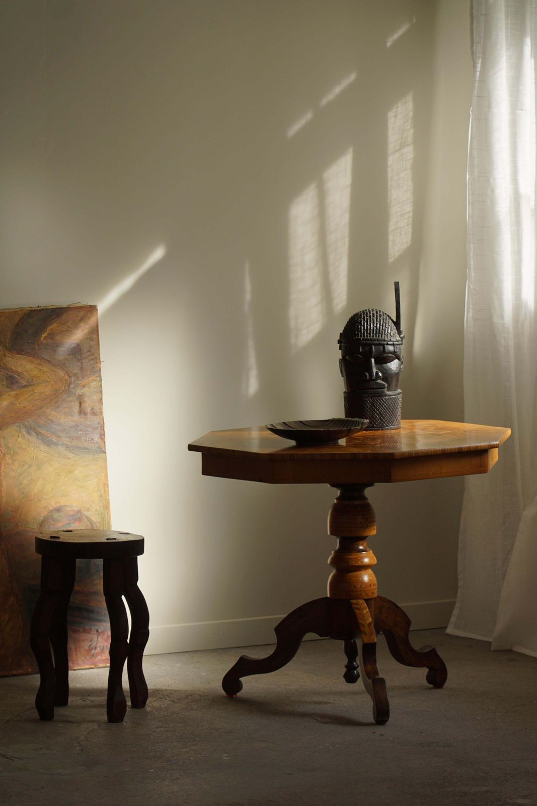 Danish Art Deco, Octagon Side Table In Birch With Intarsia Top, 1940s photo Furniture