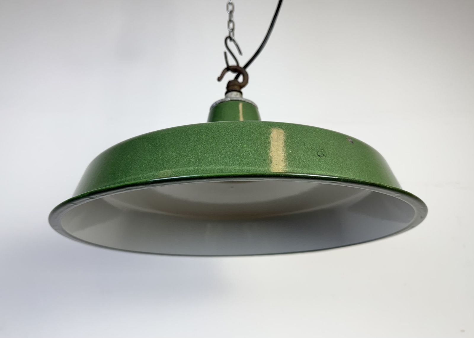 Industrial Green Enamel Factory Pendant Lamp, 1960s photo 199.0