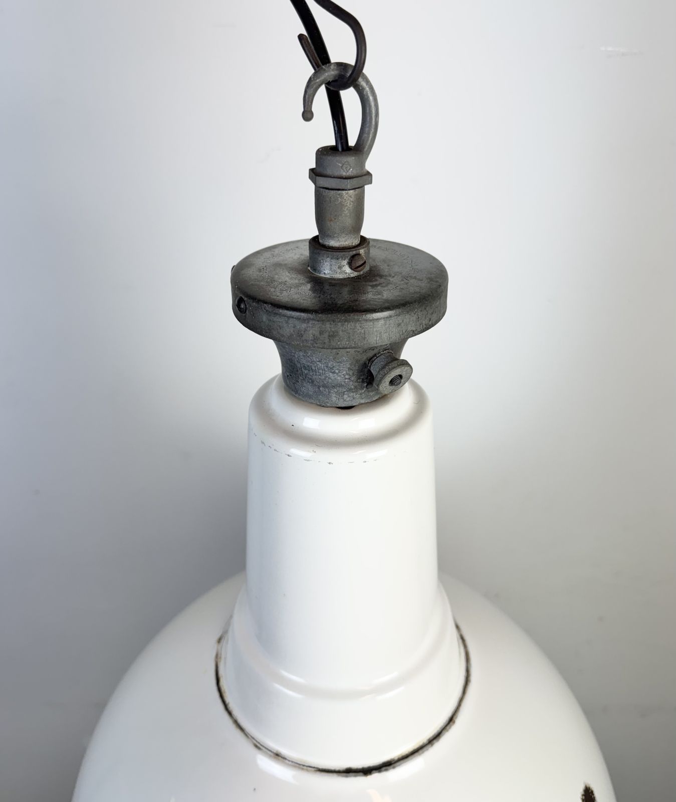 Large Industrial British White Enamel Factory Pendant Lamp From Benjamin, 1960s, 3x photo buy