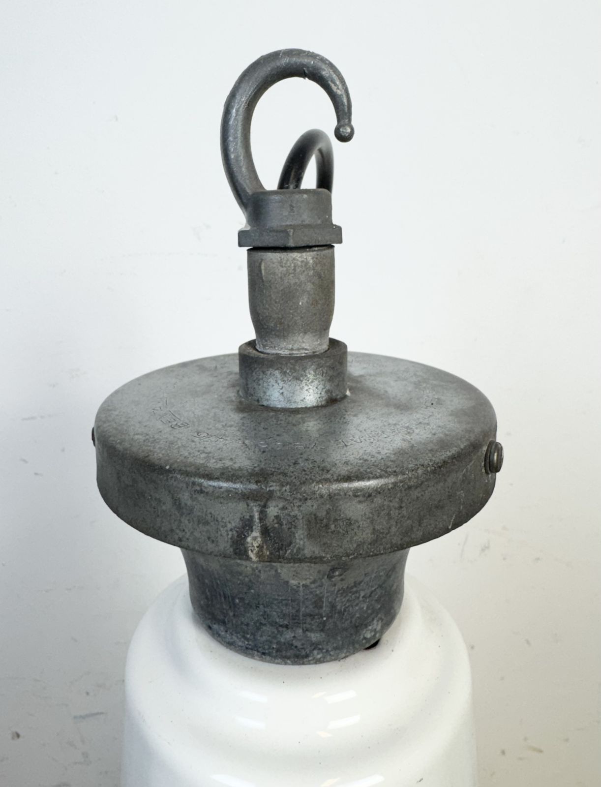 Large Industrial British White Enamel Factory Pendant Lamp From Benjamin, 1960s, 3x photo Lighting