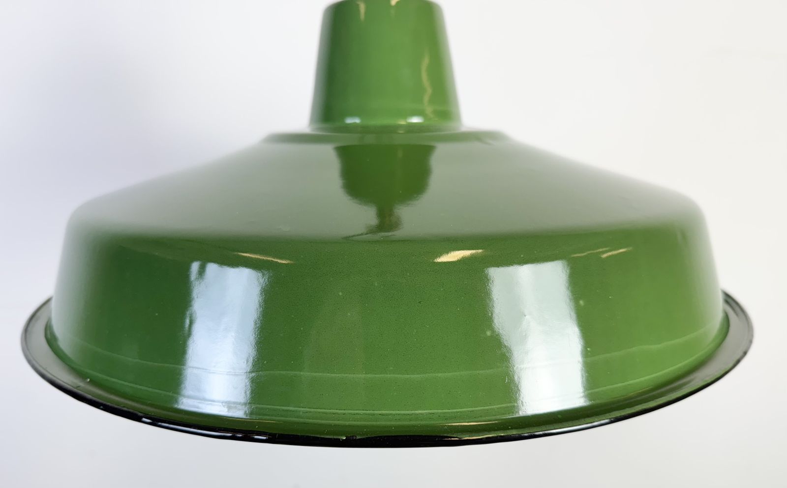 Industrial Green Enamel Factory Pendant Lamp, 1960s, 2x photo vinterior
