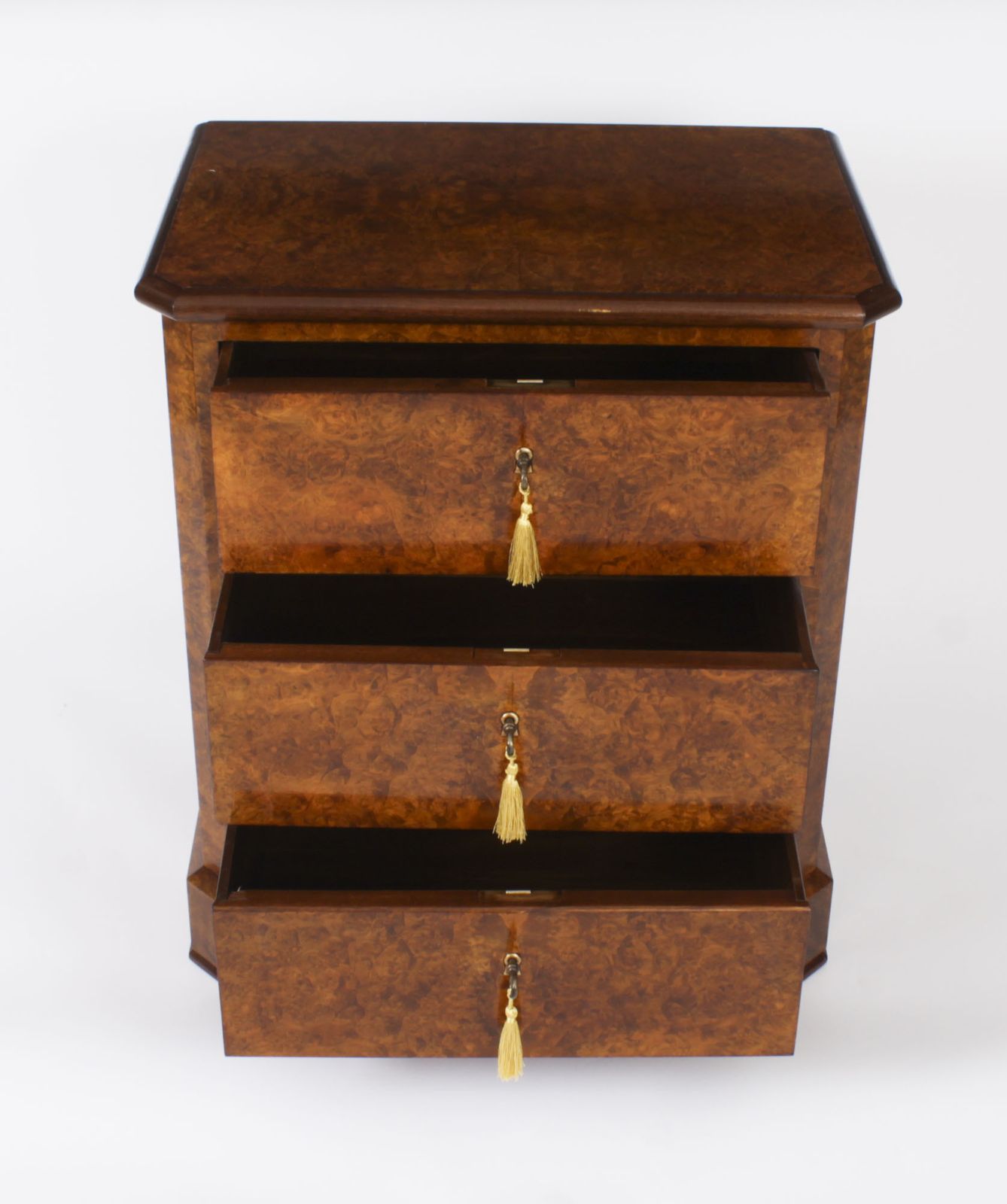 Furniture Bespoke Pair Of Burr Walnut Bedside Chests Cabinets  Made To Order photo