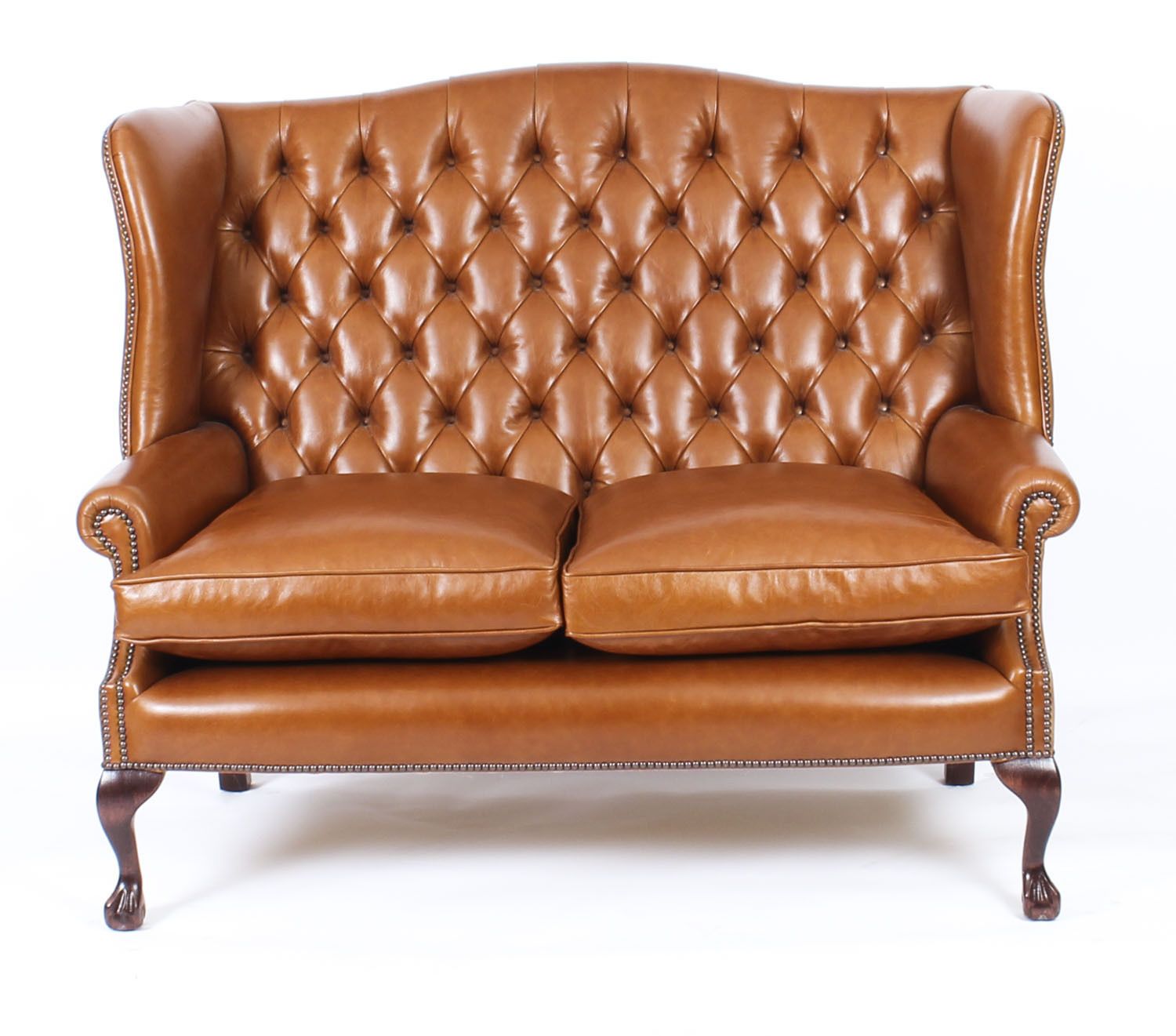 Bespoke English Leather Chippendale Club Settee Sofa Bruciato photo furniture