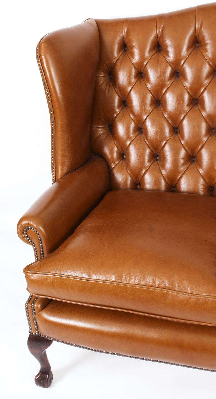 Bespoke English Leather Chippendale Club Settee Sofa Bruciato photo buy