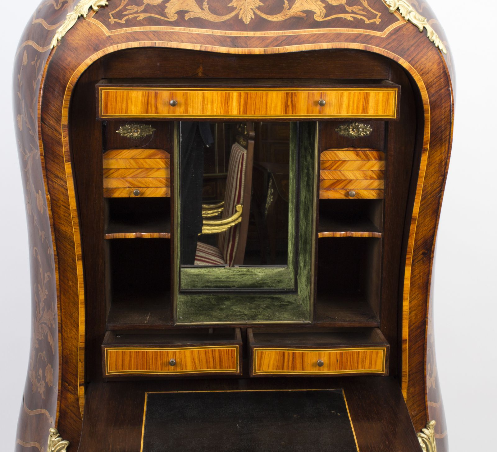 photo buy Antique French Rococo Revival Marquetry Secretaire A Abattant C 1850