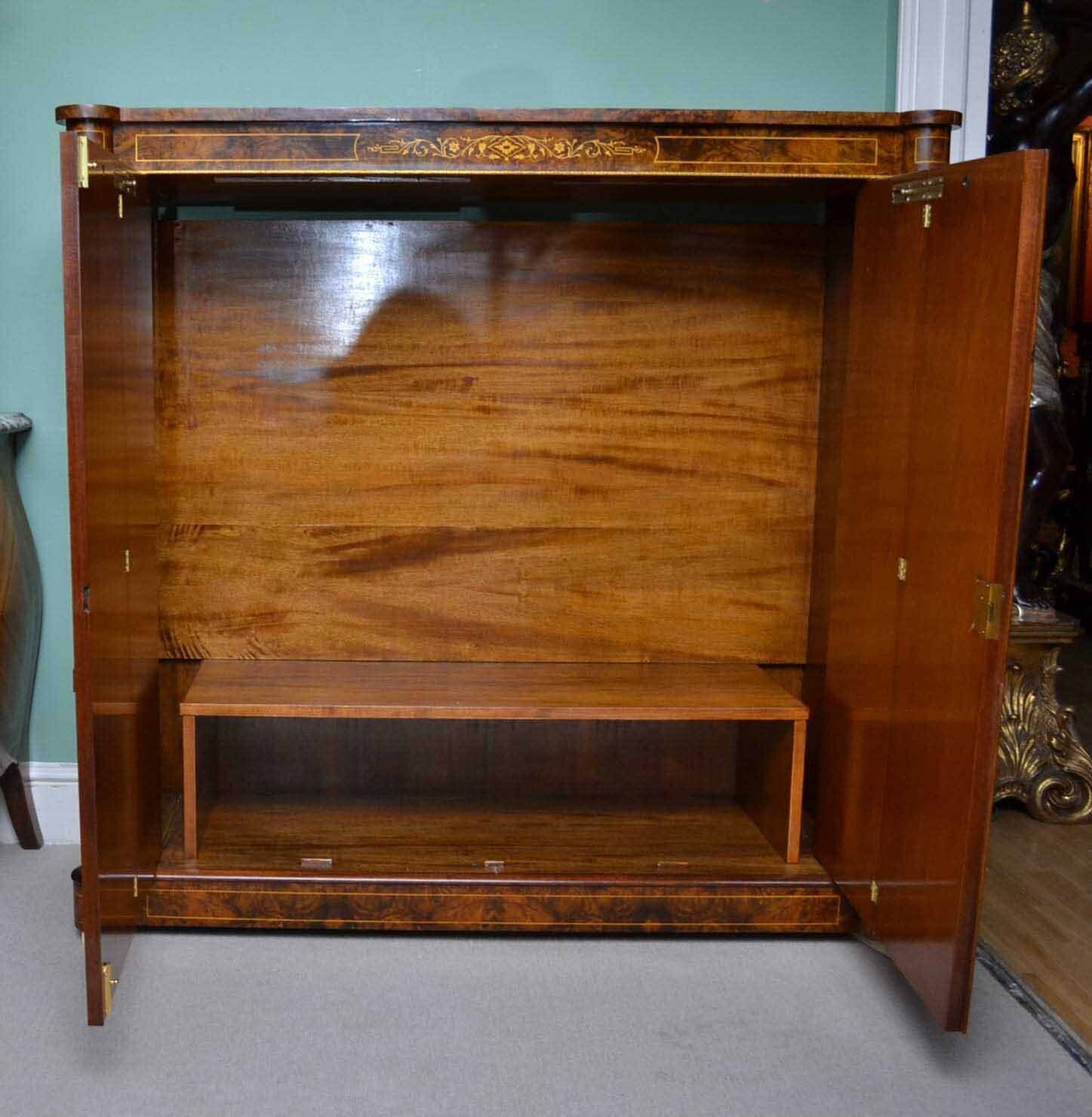 Bespoke Inlaid Burr Walnut Tv Plasma Hi Fi Stereo Cabinet photo vintage