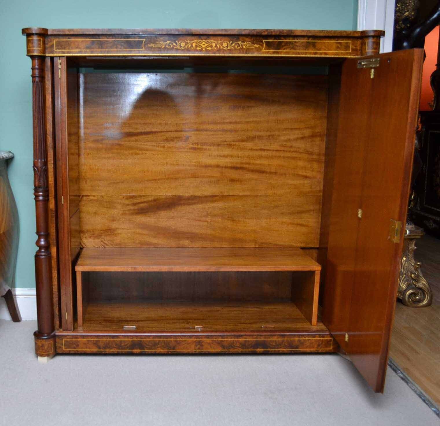 photo buy Bespoke Inlaid Burr Walnut Tv Plasma Hi Fi Stereo Cabinet