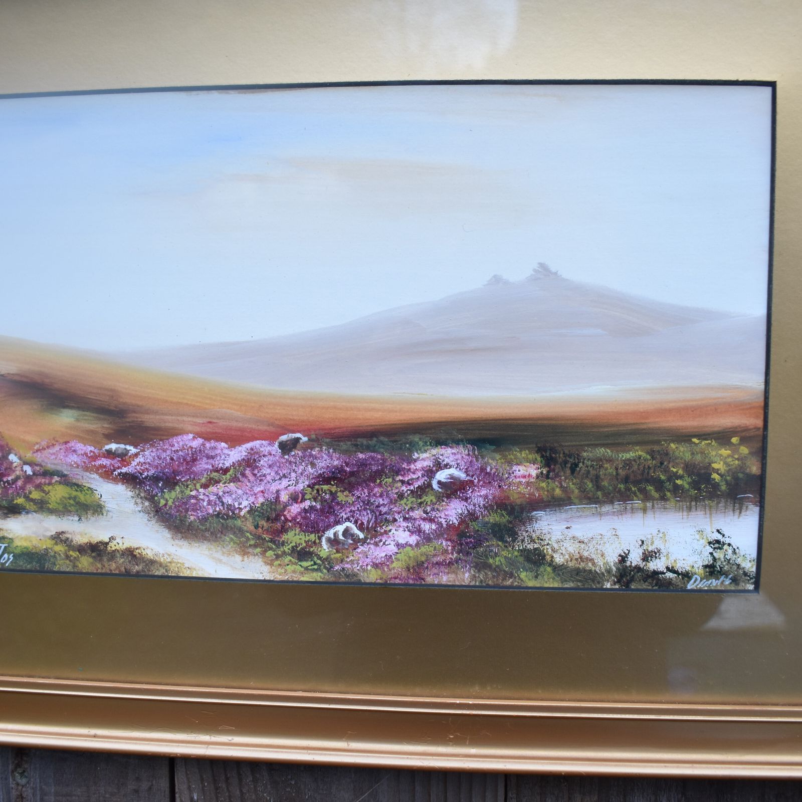Antique 1900 Ae Dumble Haytor High Willbays Dartmoor Watercolour Gilt Frame Pair photo vintage