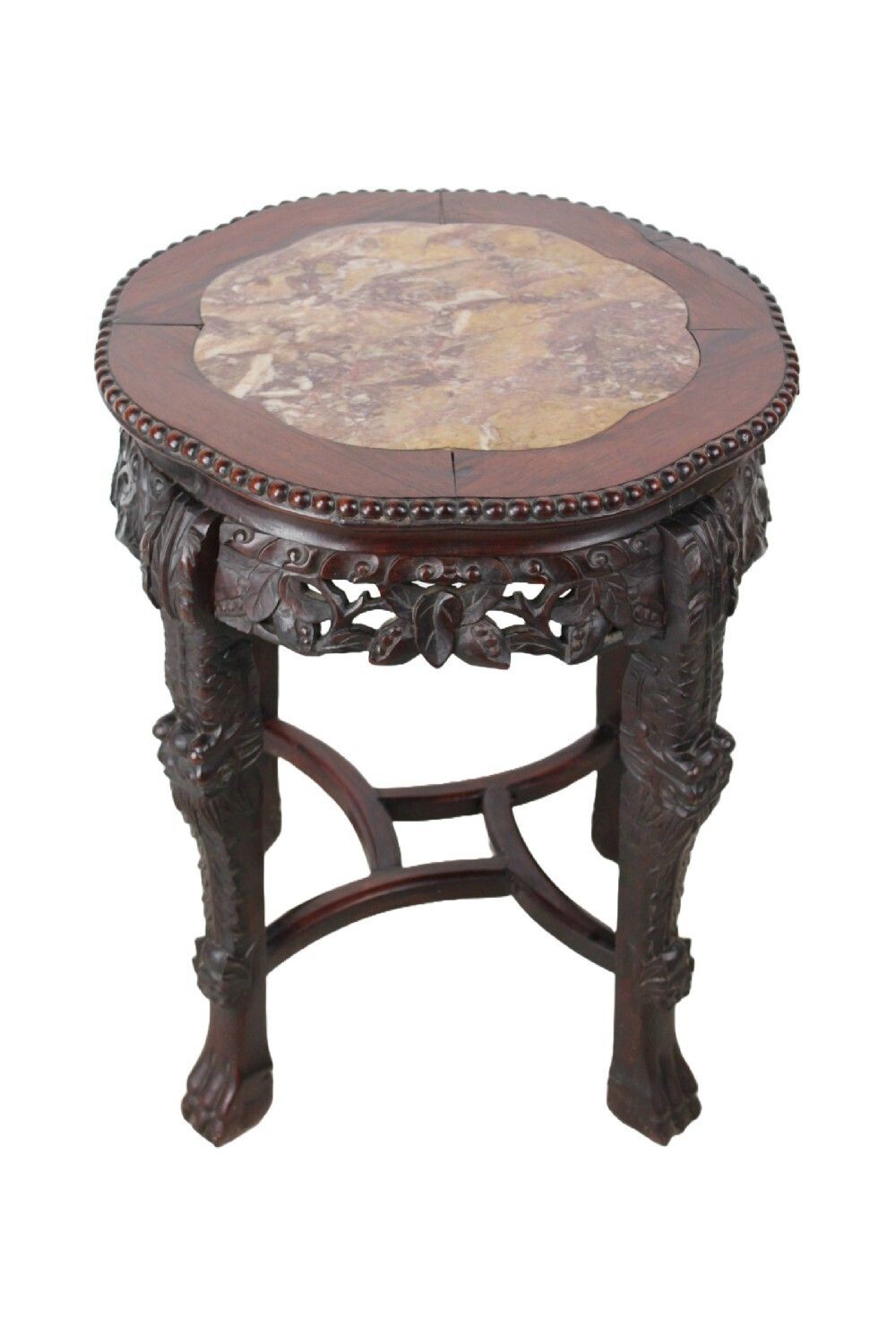 Antique Chinese Rosewood Marble Top Lamp Table photo for sale