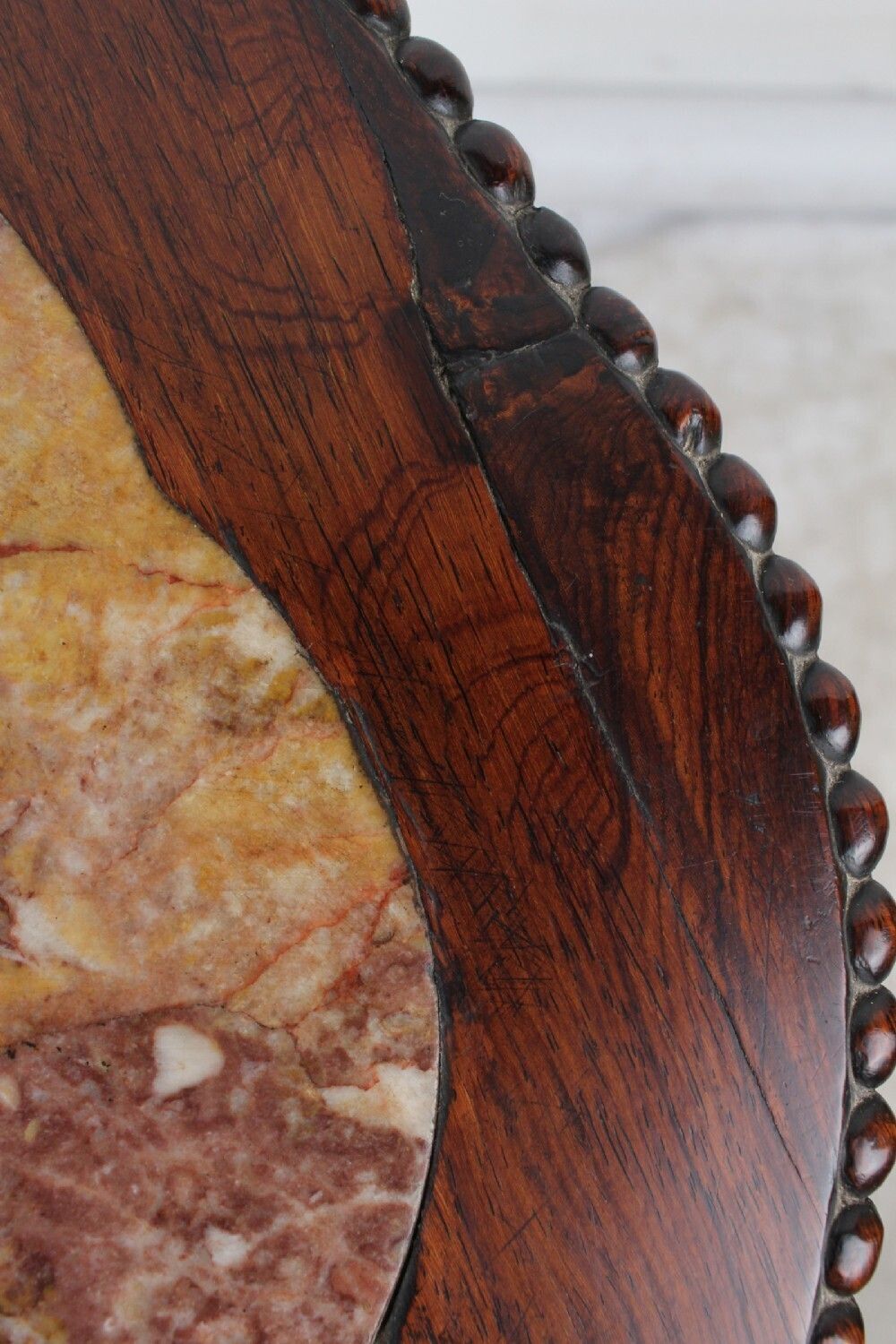 photo furniture Antique Chinese Rosewood Marble Top Lamp Table