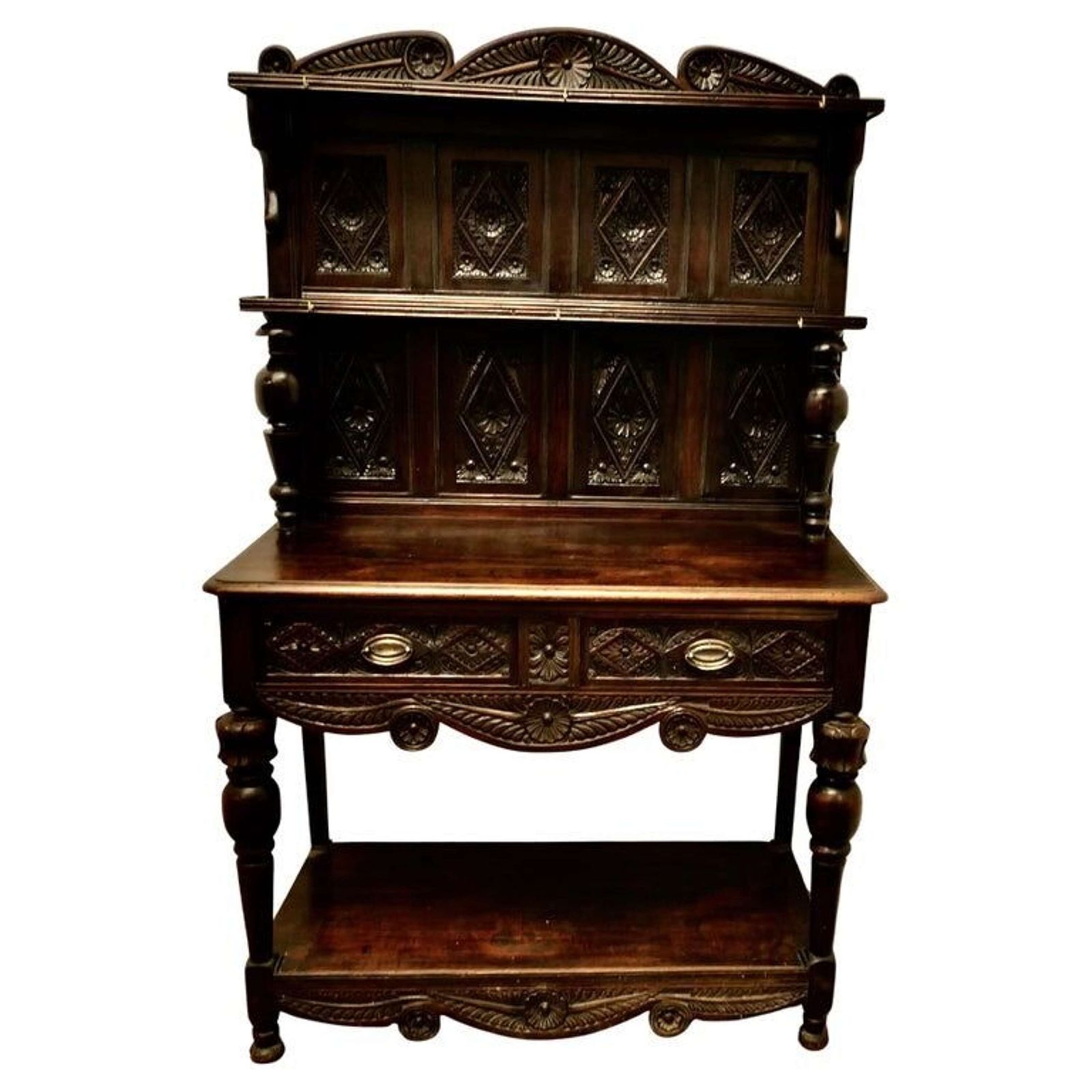 18th Century Carved Dresser With Geometric Carvings