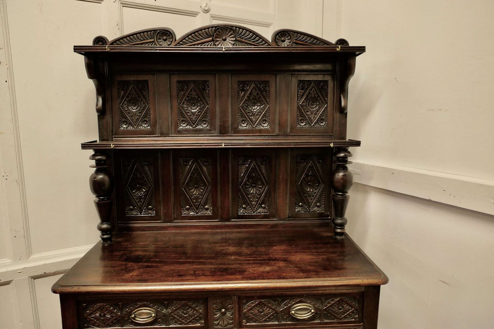 18th Century Carved Dresser With Geometric Carvings photo Furniture