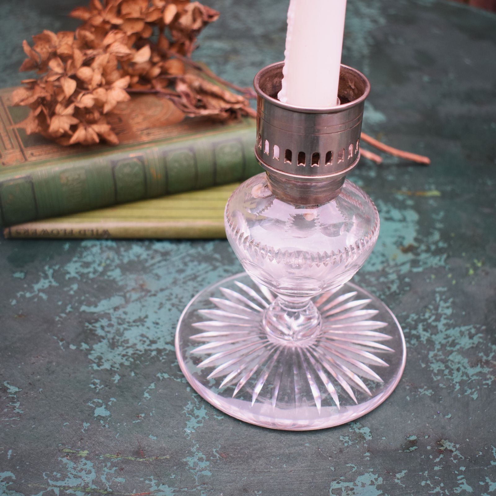 Antique Vintage Thomas Webb & Sons Lead Crystal Silver Plate Candlestick photo 75.0
