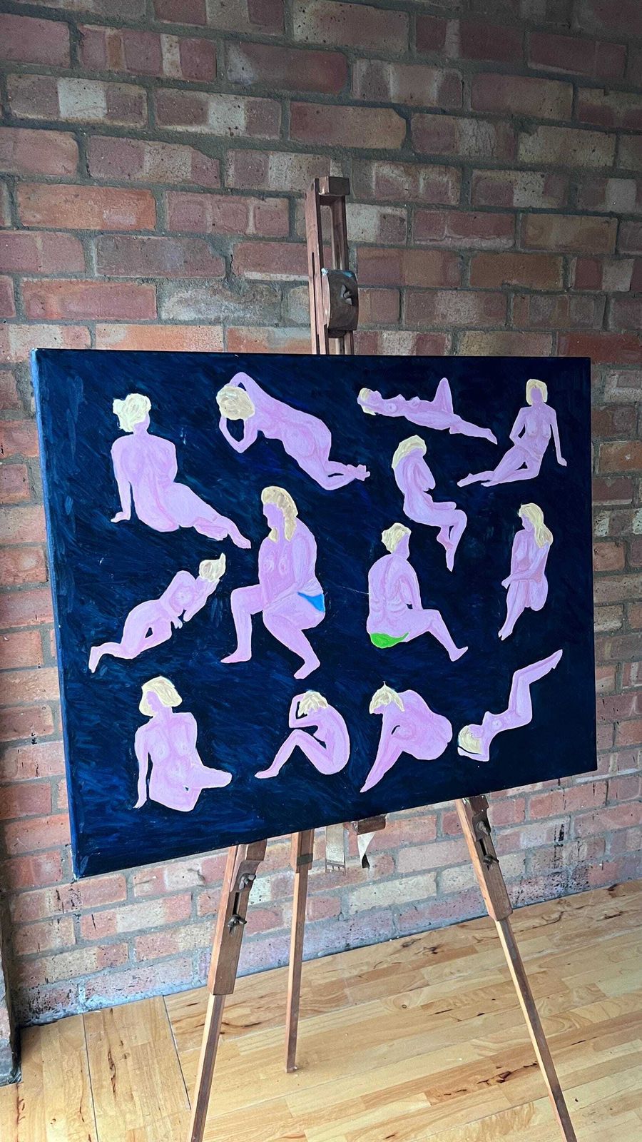 Contemporary Oil Painting On Stretched Canvas – Abstract Nude Study