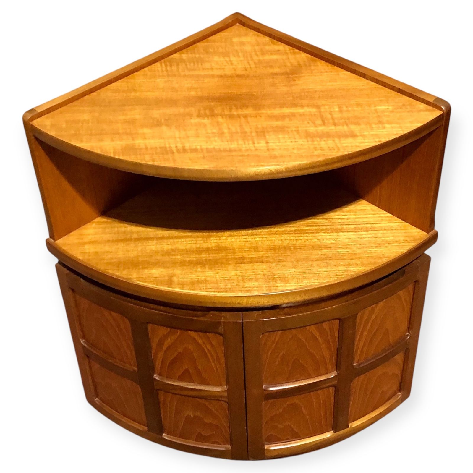 A Handsome Pair Of Retro Teak Corner Cabinets By Nathan photo 399.0