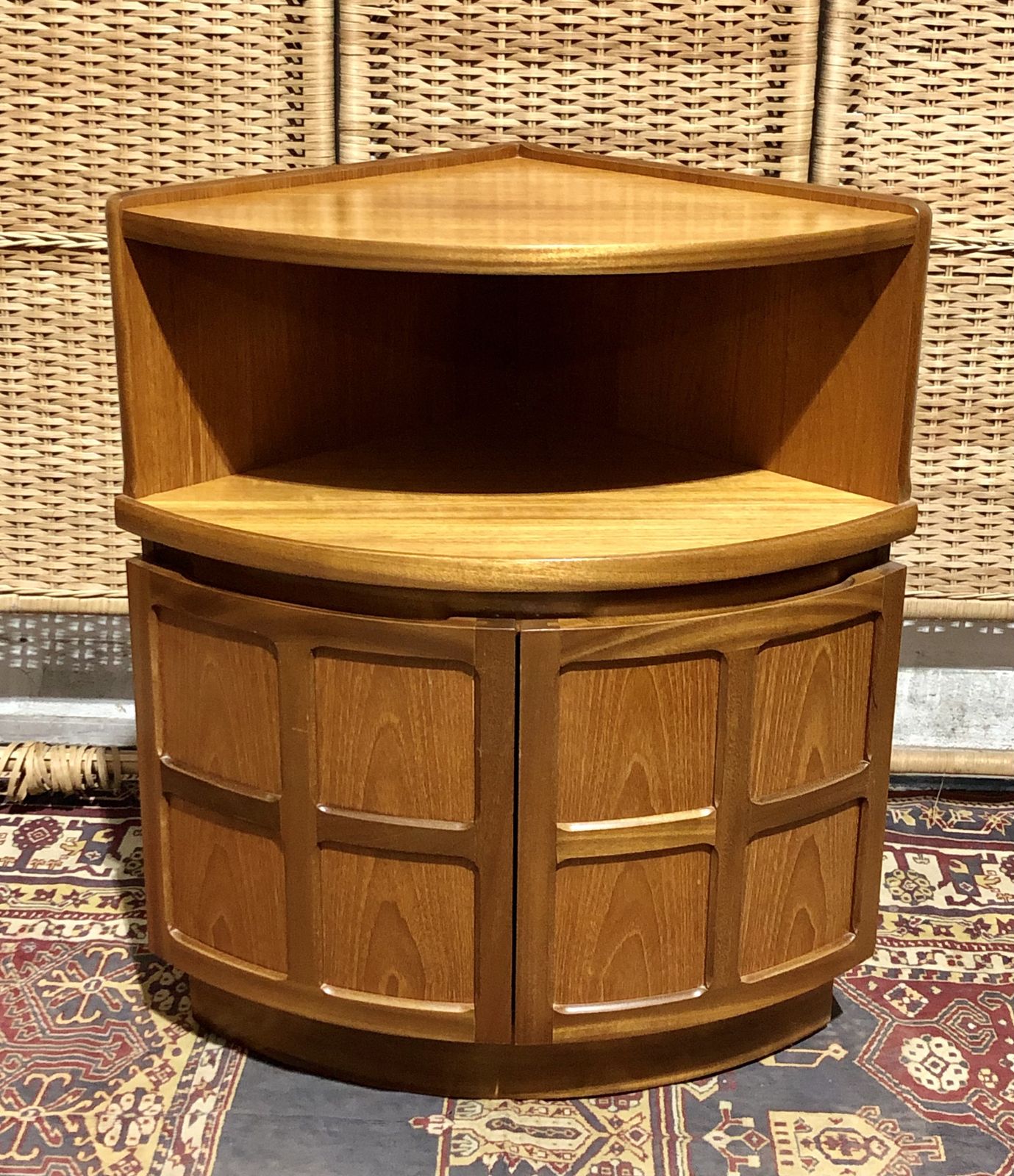 A Handsome Pair Of Retro Teak Corner Cabinets By Nathan photo buy