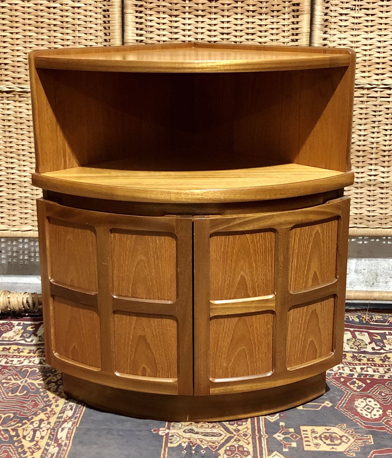 A Handsome Pair Of Retro Teak Corner Cabinets By Nathan photo vintage