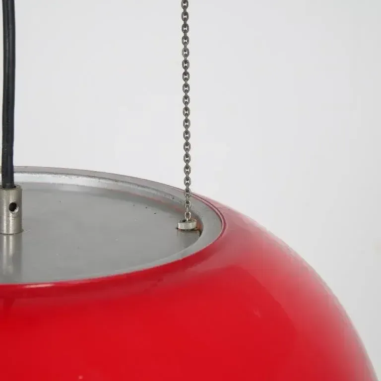 1960s Red Glass Hanging Lamp From Italy photo Lighting